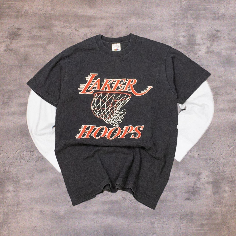Vintage VTG 1990s Fruit Of The Loom Lakers Hoopers Crazy Single Stitch T-Shirt